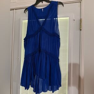 Free People Blue Sleeveless Pleated Dress